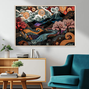 Whimsical Abstract Landscape Wall Art Canvas Print, Colorful