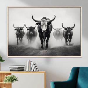 Texas Longhorn Wall Art Canvas Print, Framed Speckled Cow