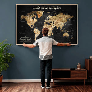 Personalized World Map Print | Customize Map with Push Pin