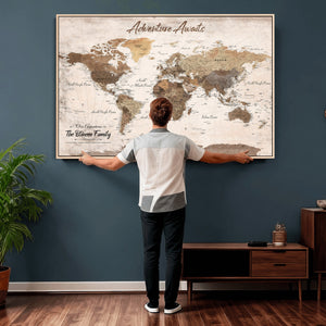 Custom Push Pin World Map Wall Art Canvas Print –