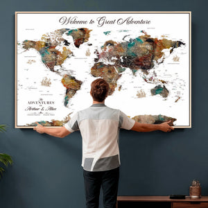 Customizable Framed World Map Canvas Print – Personalized