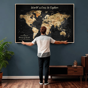Framed Personalized Push Pin World Map – Custom Travel