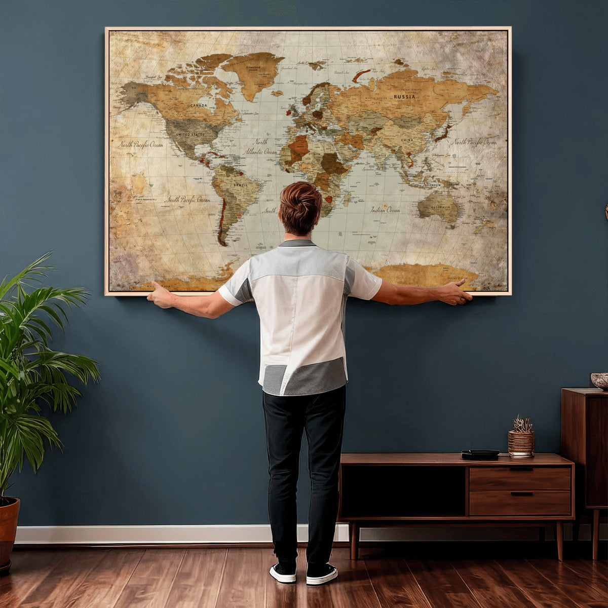 World Map Canvas Print – Detailed Map of the World Wall Art