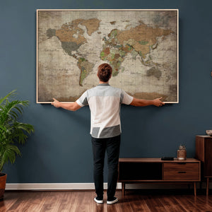 World Map Canvas Print – Framed Travel Map Wall Art for