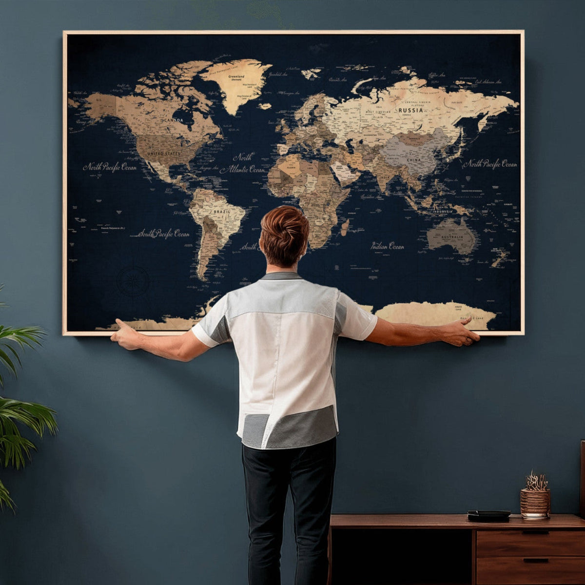 World Map Canvas Print – Detailed Map of the World Wall Art