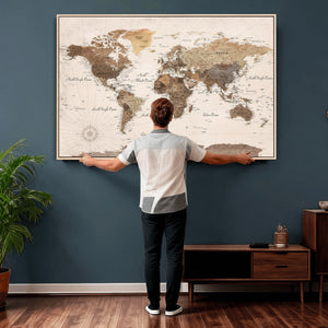World Map Canvas Print – Framed Detailed Map of the World
