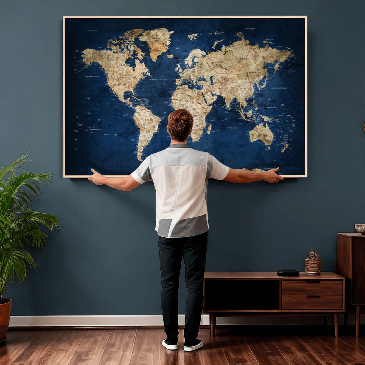 World Map Canvas Print – Framed Travel Map Wall Art for