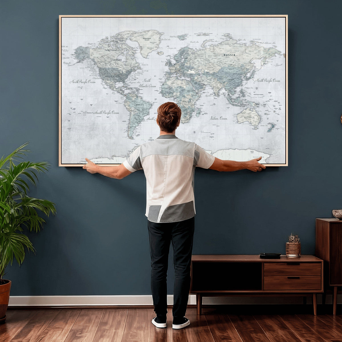 World Map Canvas Print – Detailed Map of the World Wall Art