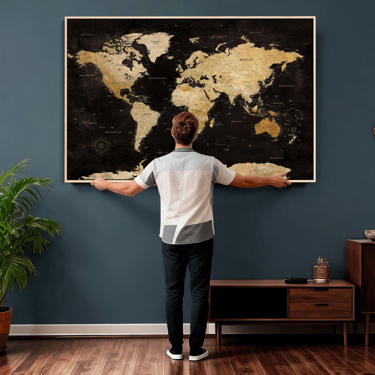 Extra Large World Map Canvas Print – Detailed Map Classic