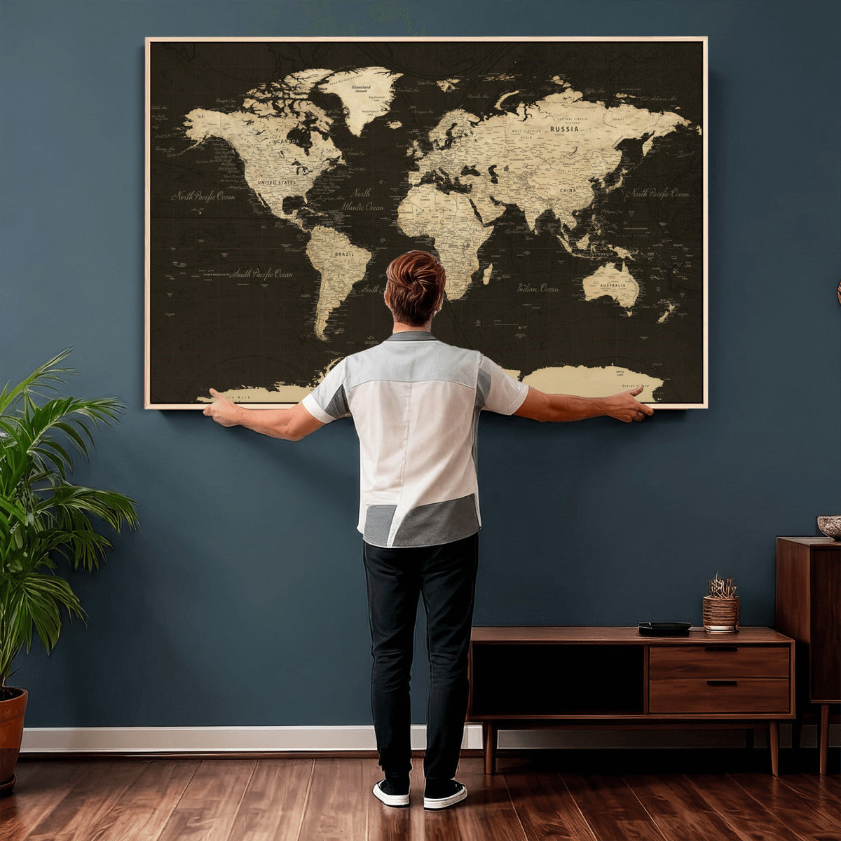 World Map Canvas Print – Framed World Map Wall Art for