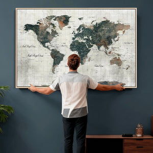 World Map Canvas Print – Framed Travel Map Wall Art for