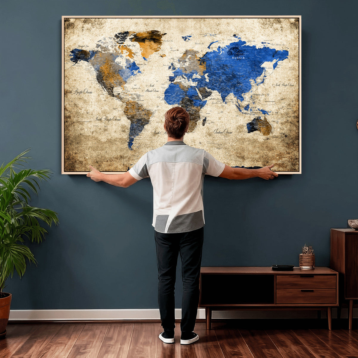 World Map Canvas Print – Colorful Abstract Travel Map,