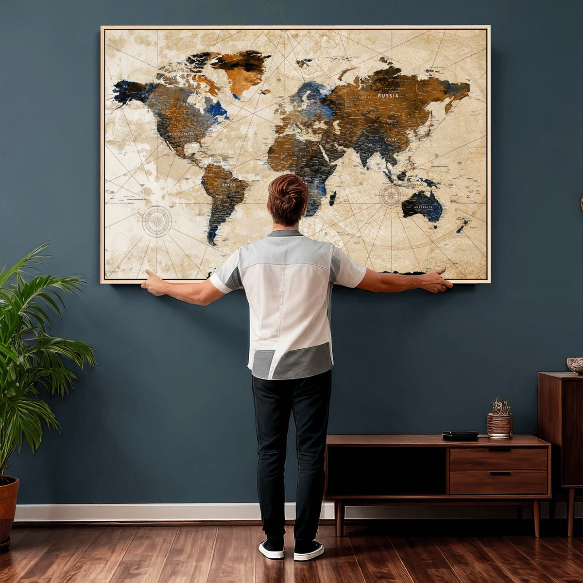 World Map Canvas Print – Framed Travel Map Wall Art for