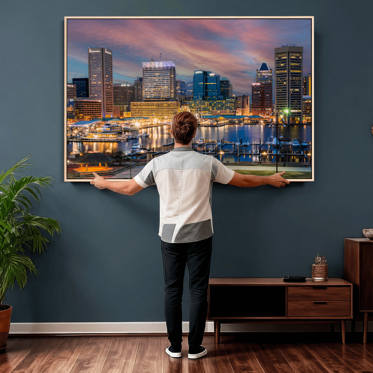 Baltimore Skyline Wall Art Canvas Print, Baltimore Downtown