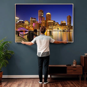 Boston Wall Art Canvas Print, Boston City Downtown Night