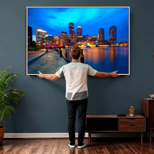 Boston Wall Art Canvas Print, Boston City Downtown Night