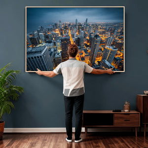 Chicago Wall Art Canvas Print - Chicago City Downtown Night