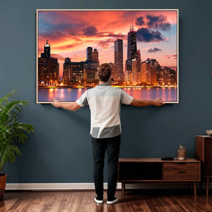 Chicago Wall Art Canvas Print - Chicago City Downtown Night
