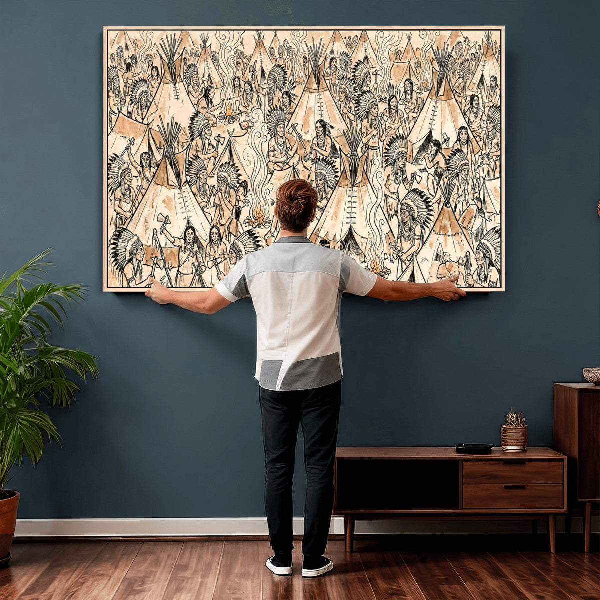 Native American Indian Wall Art Canvas Print - Abstract