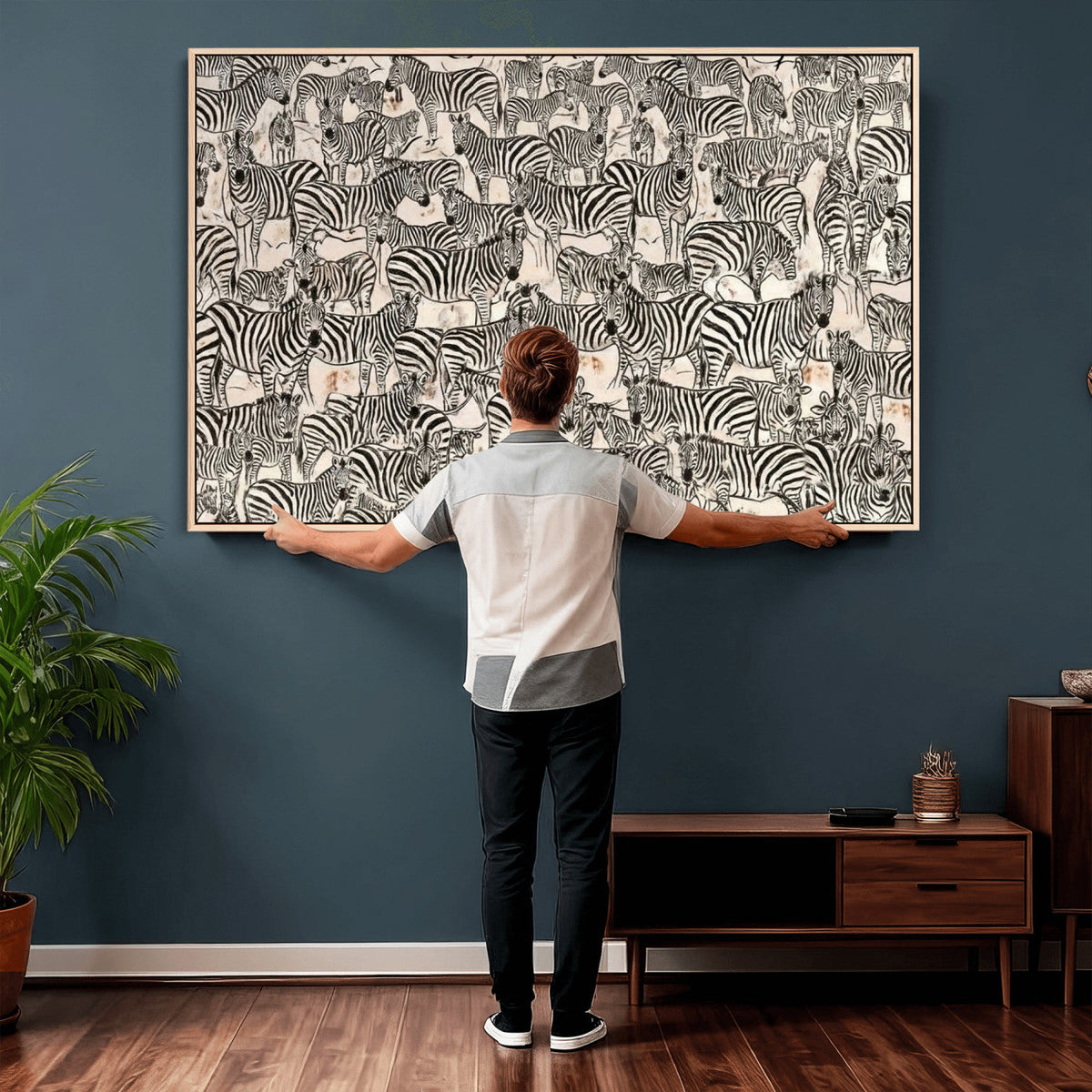 Abstract Zebra Wall Art Canvas Print for Farmhouse Decor