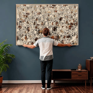 Abstract Longhorn Wall Art Canvas Print - Farm Animal