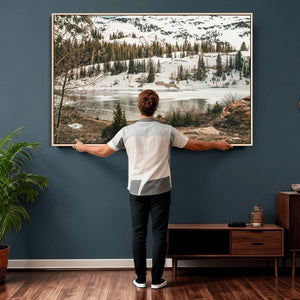 Snowy Mountain Landscape Wall Art Canvas Print, Alpine Pine