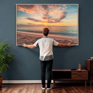 Sunset Beach Wall Art Canvas Print – Soft Coastal