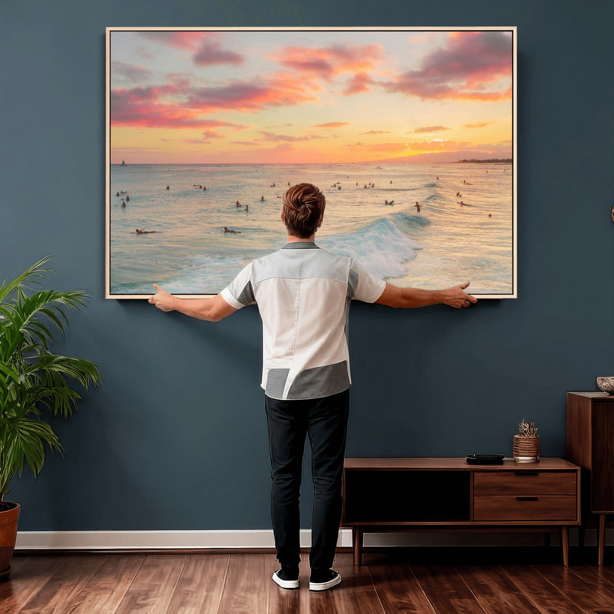 Sunset Beach Wall Art Canvas Print – Soft Coastal