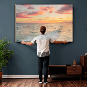 Sunset Beach Wall Art Canvas Print – Soft Coastal