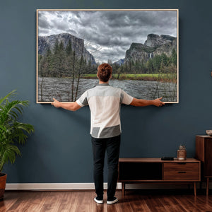 Yosemite Valley River Wall Art Canvas Print, Granite Cliffs