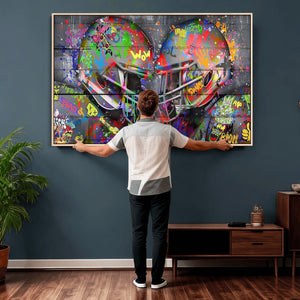 Graffiti Football Helmets Wall Art Canvas Print, Urban