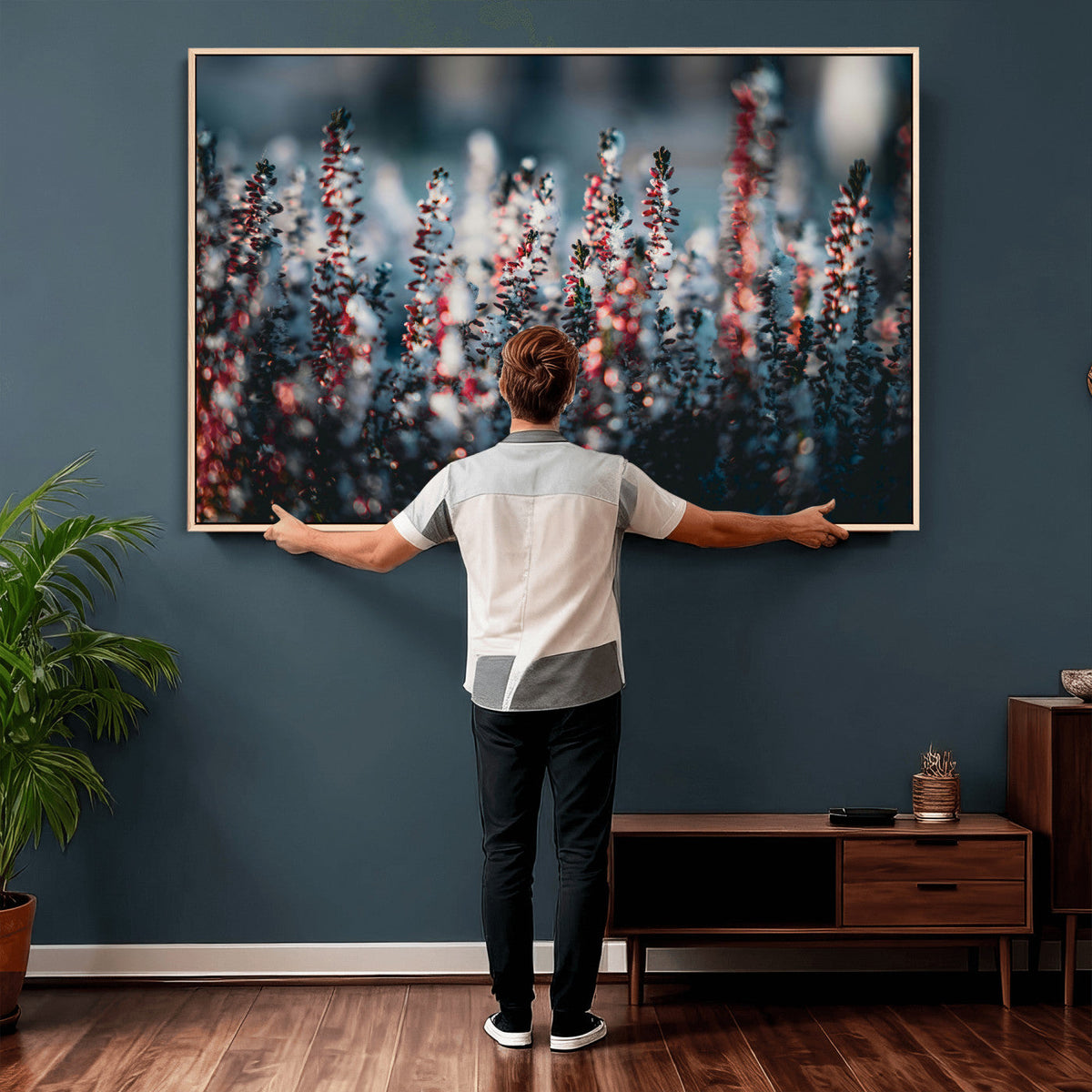 Winter Heather Wall Art Canvas Print, Frosted Floral Nature