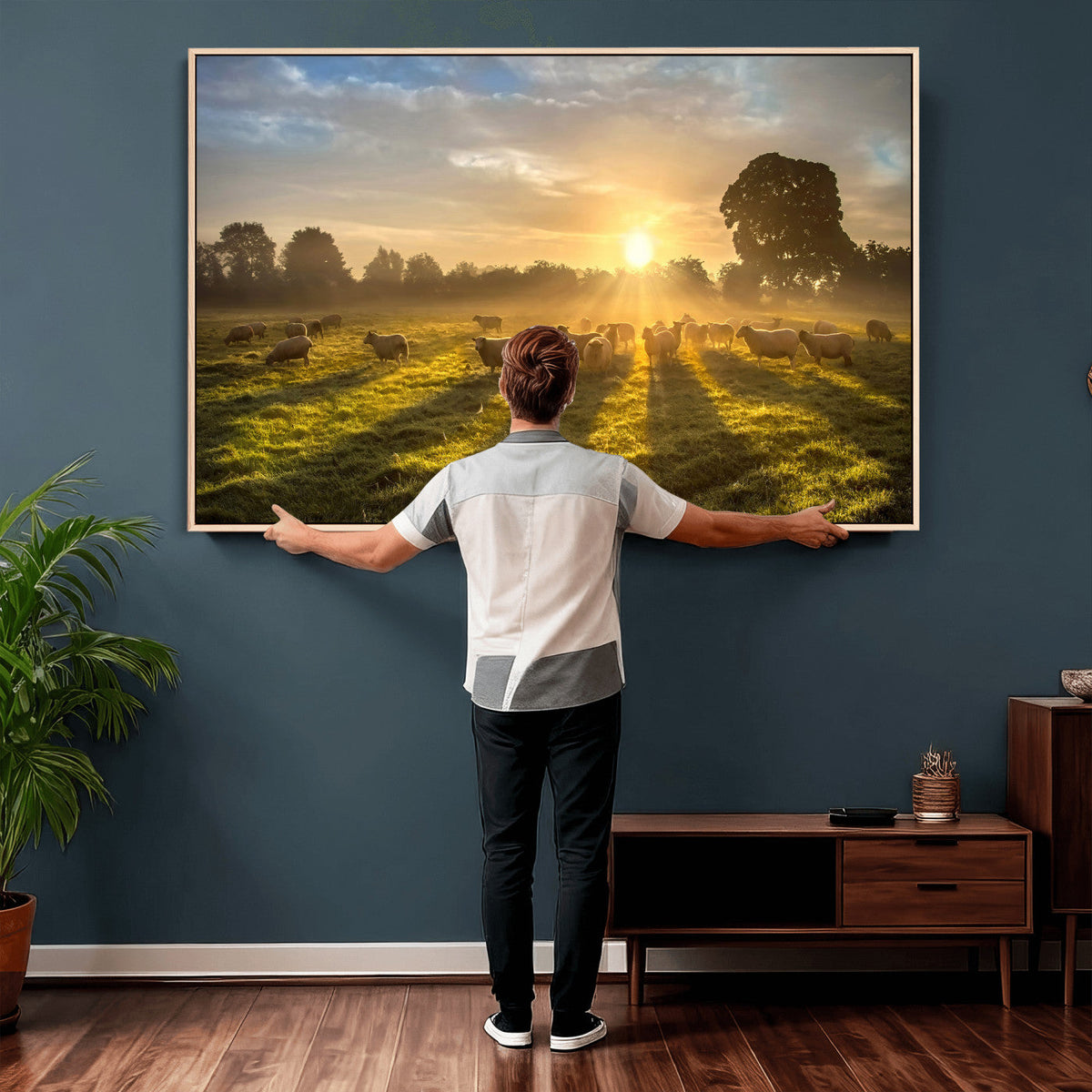 Sheep Wall Art Canvas Print – Rural Farm Animal Artwork
