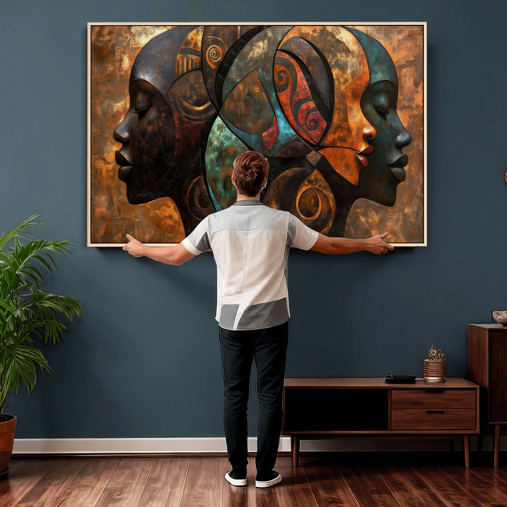 Abstract Afro American Women Wall Art Canvas Print