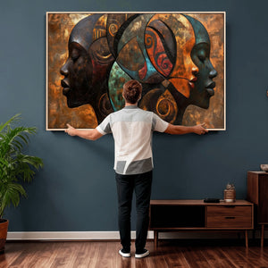 Abstract Afro American Women Wall Art Canvas Print