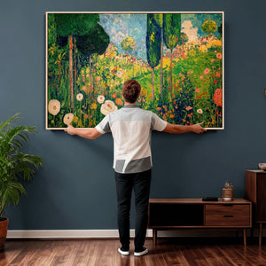 Gustav Klimt Boho Mountain Landscape Large Wall Art,