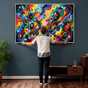 Geometric Abstract Wall Art Canvas Print, Bold Color