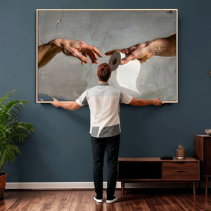 Funny Bathroom Wall Art Canvas, Creation of Toilet Paper