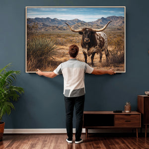Texas Longhorn Canvas Wall Art Western Bull Desert Moody