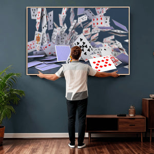 Playing Cards Canvas Wall Art | Casino Game Room Decor,