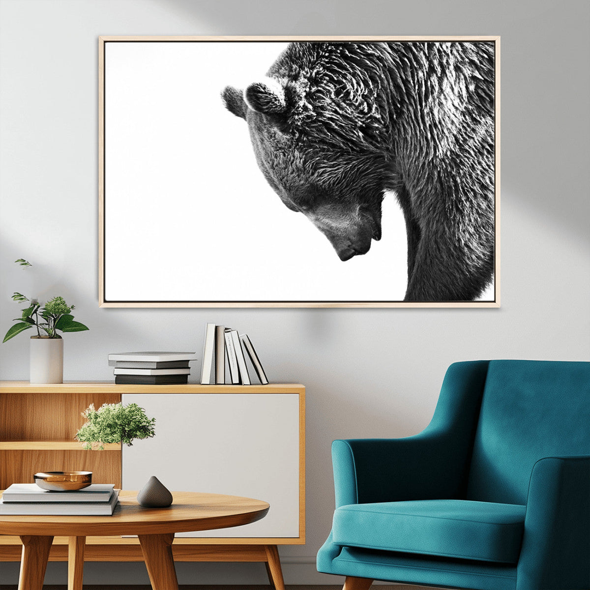 Black and White Grizzly 399 Bear Canvas Print Wall Art |