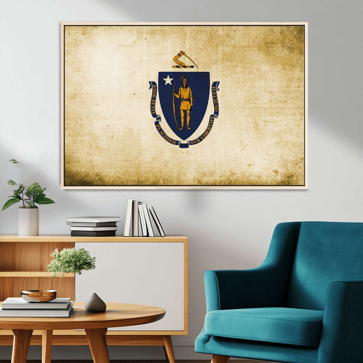 Massachusetts Flag Wall Art Canvas Print
