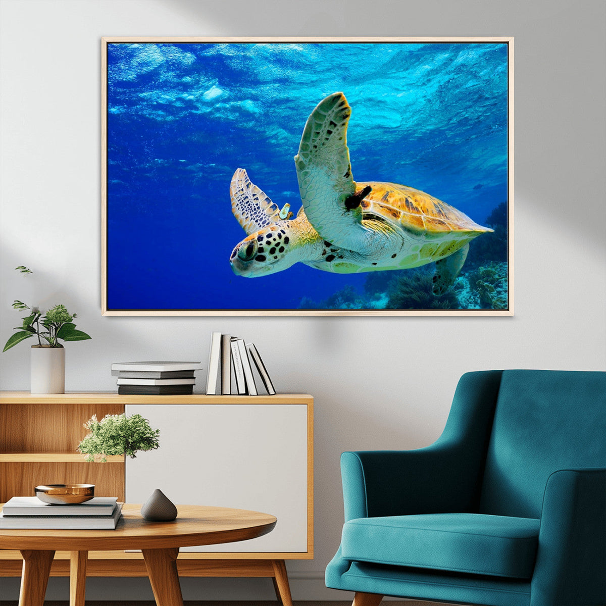 Sea Turtle Wall Art Canvas Print, Sea life in the Ocean Wall
