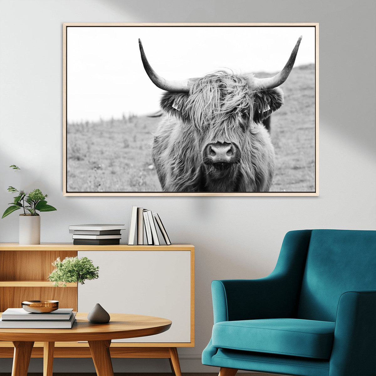 Newfoundland Cow Art Wall Art, Black White Cow Art Wall Art