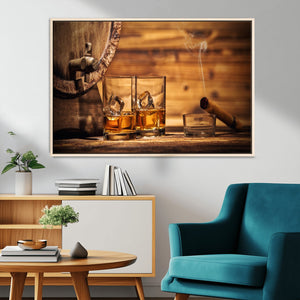 Rustic Whiskey and Barrel Canvas Print
