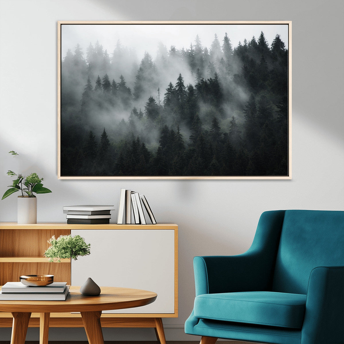 Foggy Forest Wall Art Canvas Print | 3 Panel Large Misty
