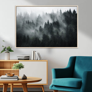 Foggy Forest Wall Art Canvas Print | 3 Panel Large Misty