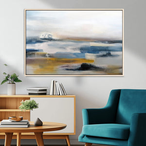 Abstract Landscape Wall Art Canvas | 3 Panel Modern Blue,