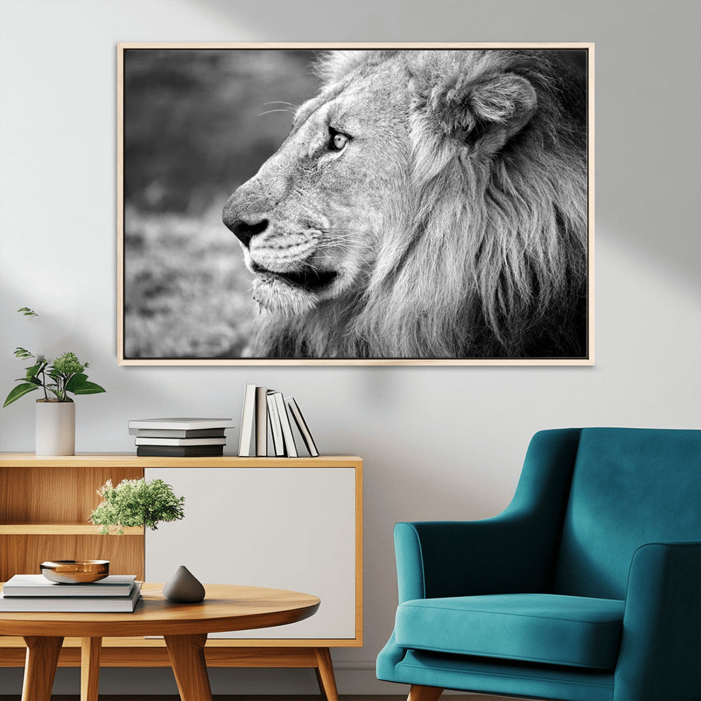 Lion Wall Art Canvas Print – Framed Majestic Wildlife