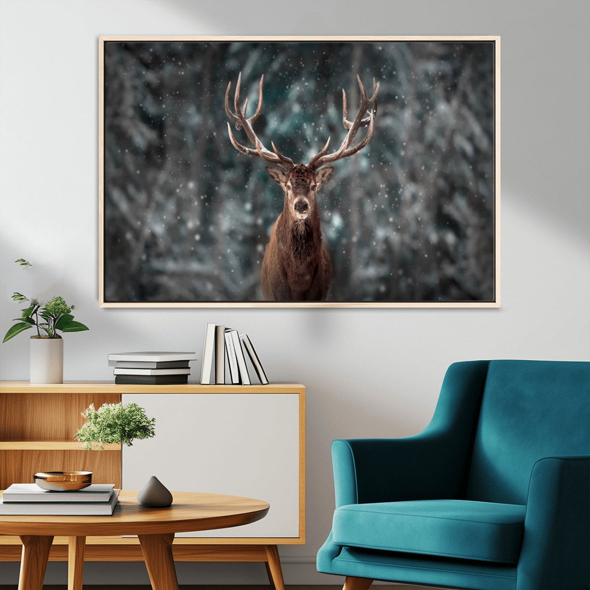 Wall Art Deer Art Animal Canvas, Framed Wall Art Deer Canvas